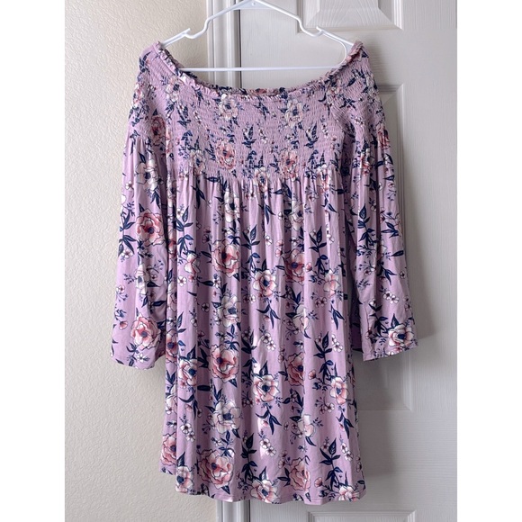 2/$12🌿 xhilaration NWT Floral Off the Shoulder Dress - Purple - Picture 1 of 5